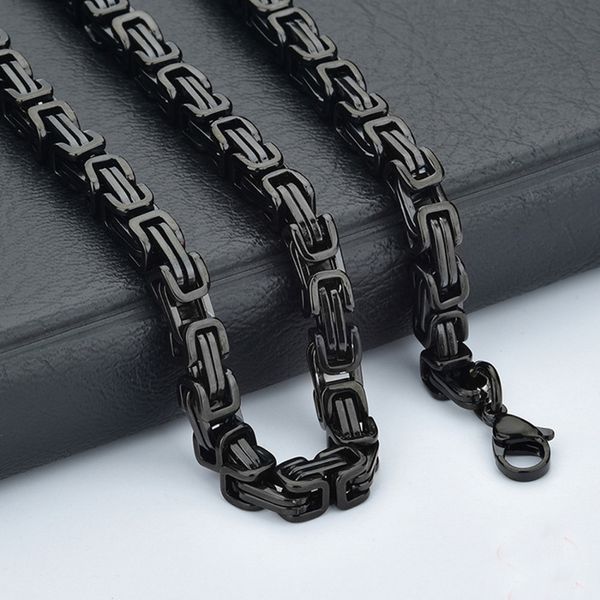 

3pcs in lost mens jewelry wholesale stainless steel black heavy handmade byzantine necklace chain 8mm 18"-30, Silver