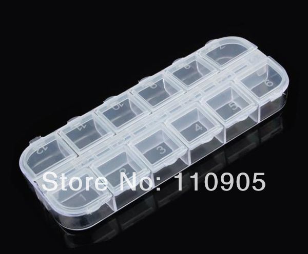 

1pcs,empty nail art divided plastic boxes case storage,ing, Silver;gold