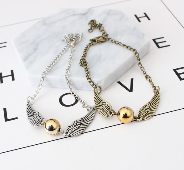 

new harry deathly hallows golden snitch potter bracelet for women and men cute ball wings chain bracelets nice gifts b-0840, Black