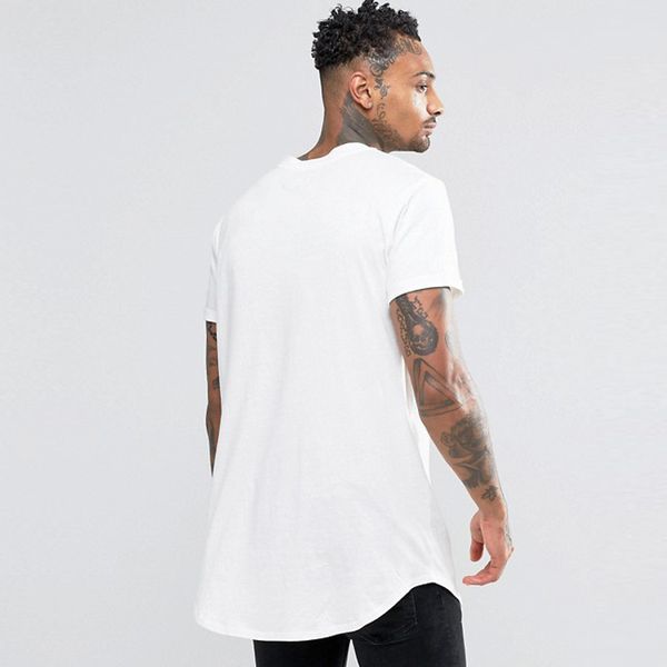 

all new mens t shirt extended tshirt mens clothing curved hem long line tees hip hop urban blank justin shirts, White;black