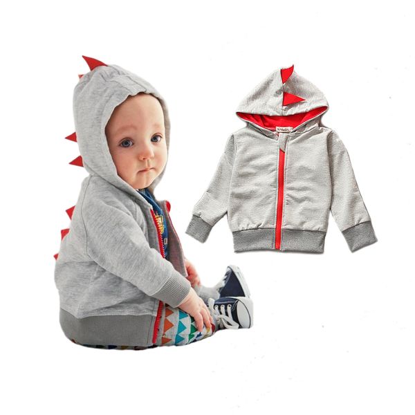 

cute causal baby kids hoodie coat lovely dinosaur style cotton hooded sweatshirt for 1-3yrs bebe little boys girls hoody clothes, Black