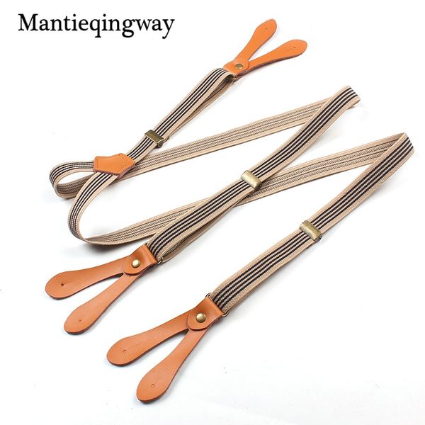 

mantieqingway brand striped suspenders men elastic y-back 2cm adjustable belt suspenders for women button braces belt strap, Black;white
