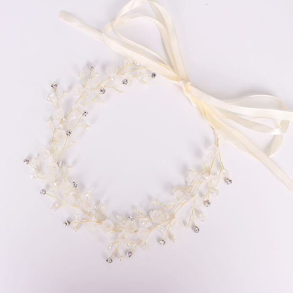 

xinyun handmade plastic flower wedding hair accessory rhinestone headband simulated pearl fashion headband women birthday gift, Golden;white