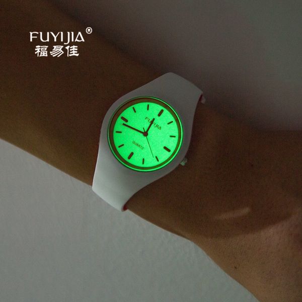 

new fuyijia watches student couple quartz watch women silicone bracelet table brand men fashion waterproof watch luminous, Slivery;brown