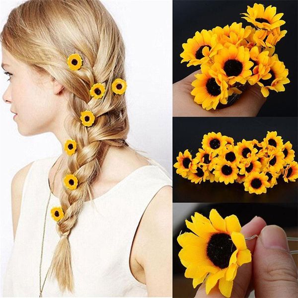 Women Sunflower Bridal Wedding Hair Pins Hair Clips Hairstlye