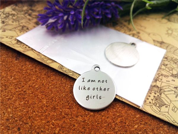 

40pcs--"i am not like other girls"stainless steel charms more style for choosing diy charms pendants for necklace, Bronze;silver