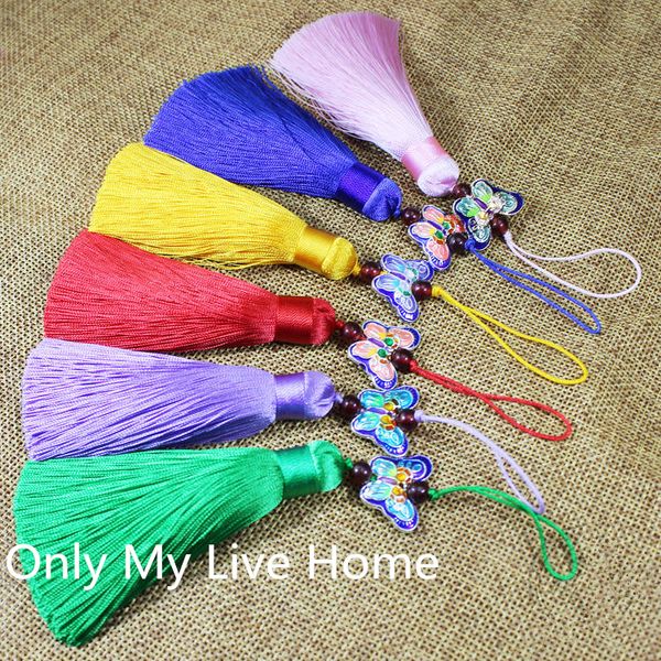 

cloisonne butterfly tassel hand fan charm handmade chinese knot traditional craft folding fan pendant accessories diy bag car decoration han