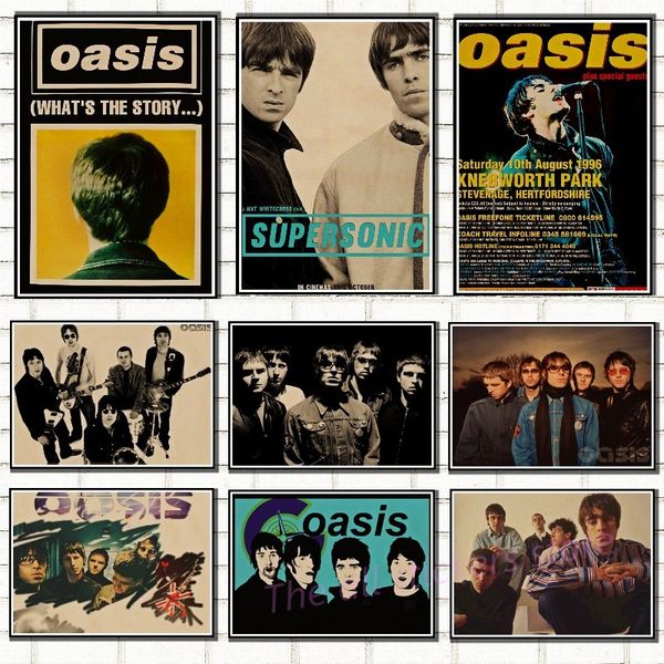 

oasis rock music vintage retro poster retro nostalgia kraft paper decorative painting wall stickers/6029