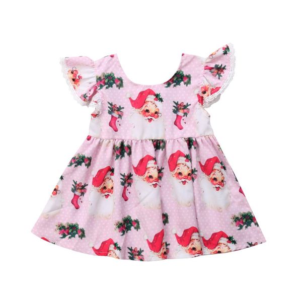 

christmas newborn kids baby girls dress fashion new sleeveless santa cartoon claus tutu dress princess party pageant dresses, Red;yellow