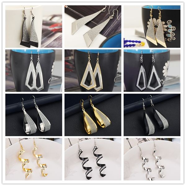 

простые и элегантные модные унылые польские геометрические формы серьги для женщин ювелирные изделия уха стад, Golden