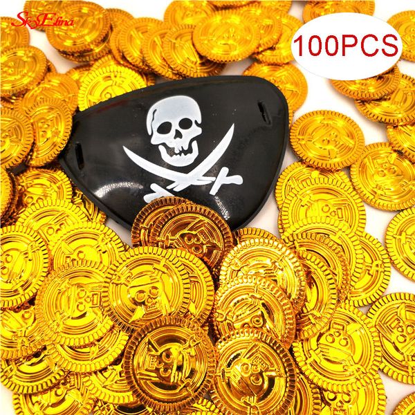 

treasure plastic gold coins 100pcs/set child fun toy golden coins for kids party supplies 100pcs/set 7zhh261