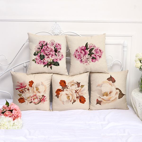 

floral green plants print cotton flax pillow case cover car sofa pillow sham armchair for living room bedroom study room dining room l