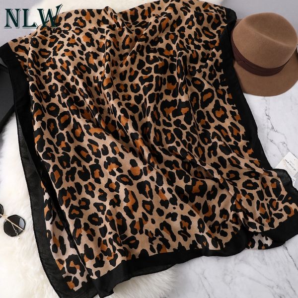 

nlw fashion black border long scarf leopard print scarf women 2018 winter casual long female shawl