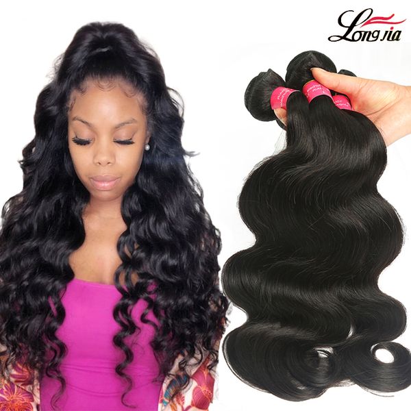 

indian virgin body wave hair natural color 100% human hair bundles 8"-28" indian body wave remy hair extensions ing, Black