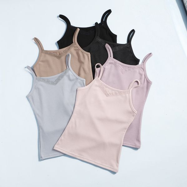 

2018 fashion women v-neck sleeveless slim lady bralette skinny casual lace vest crop t-shirts, White