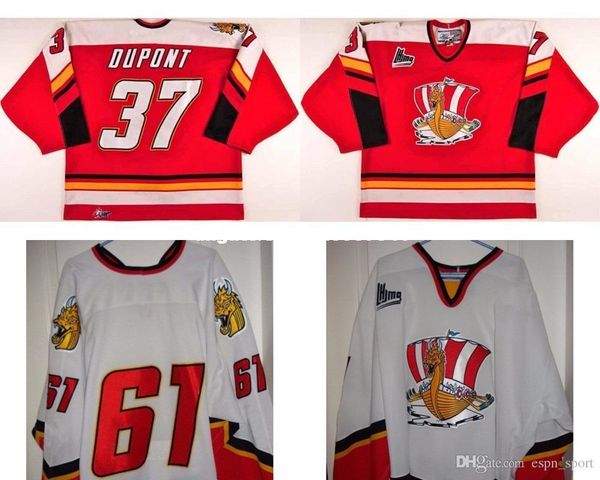 

custom customize qmjhl baie comeau drakkar 2009-11 jersey mens womens kids 37 michael dupont hockey jerseys goalit cut sale, Black;red