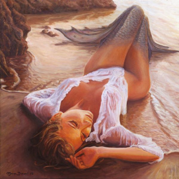 

hand painted mermaid on the beach canvas oil paintings discount oil painting canvas art decoration for home present