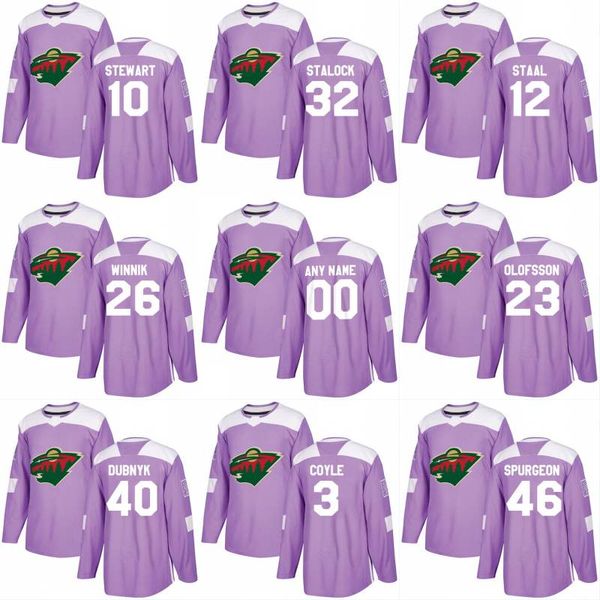 

2018 Fights Cancer Jersey 10 Chris Stewart 26 Daniel Winnik 25 Jonas Brodin 24 Matt Dumba Minnesota Wild Custom Hockey Jerseys