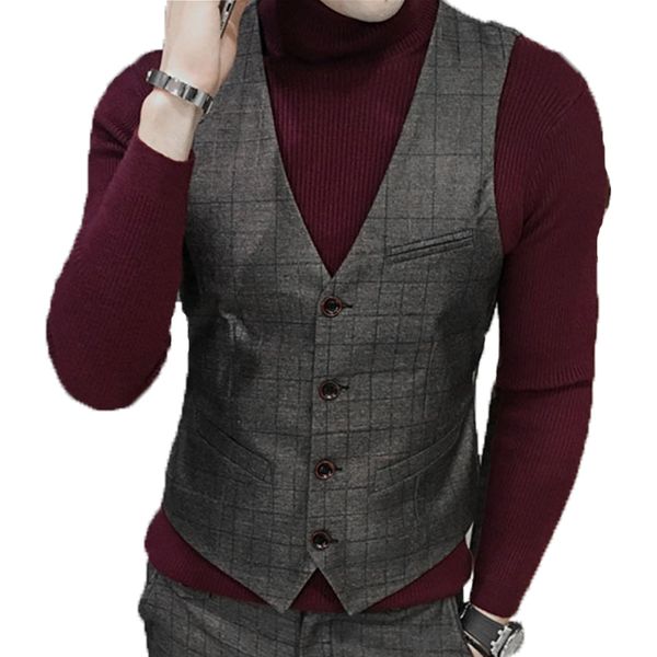 

fdwerynh 2018 laice suit vest waistcoat men slim fit breasted vest new casual suit business sleeveless top, Black;white