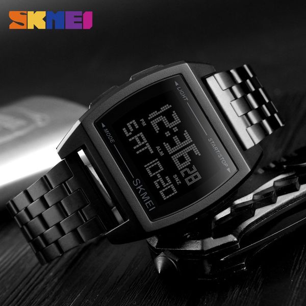 

skmei 1368 men watches casual watch stainless steel waterproof led digital wristwatch clock relogio masculino erkek kol saati, Slivery;brown