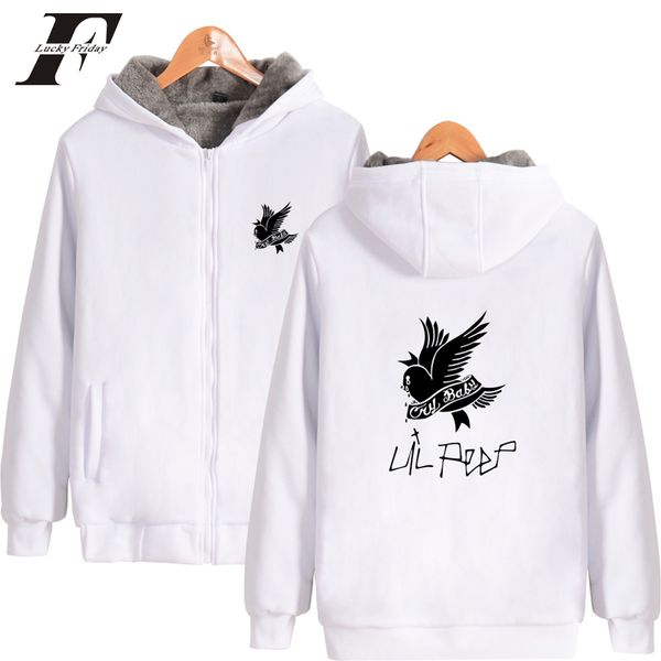 

2018 lil peep thick zipper oversized hoodie sweatshirt men women harajuku tracksuit moletom masculino streetwear hoodies, Black