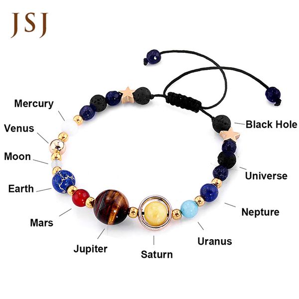 

jsj] bracelet stone universe planets beaded women bracelet beads bead charm bracelets & bangles for women jewelry gift, Golden;silver