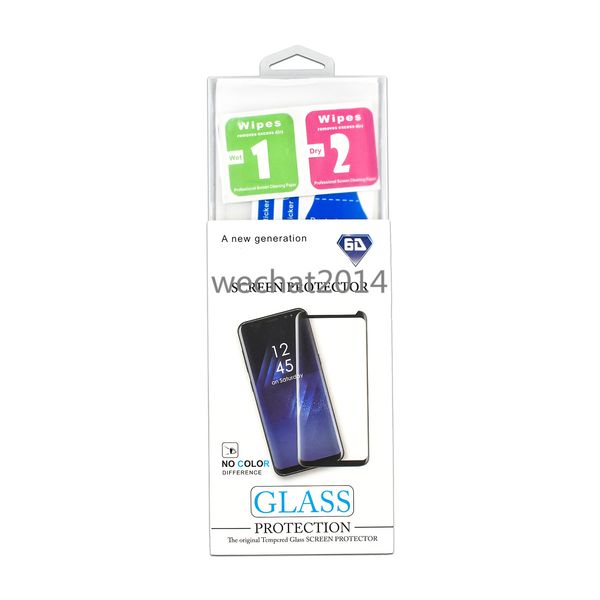 500PCS 3D Full Glue Adhensive Case Friendly Vetro temperato con pacchetto di vendita al dettaglio per Samsung Galaxy S8 S9 Plus Note 8 9 Screen Protector