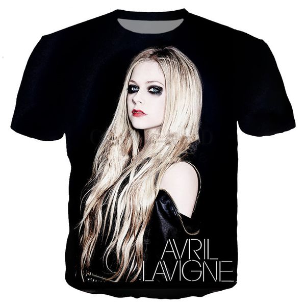 

fashion singer avril lavigne t-shirt funny 3d printed women/men short sleeve t-shirt casual k183, White;black