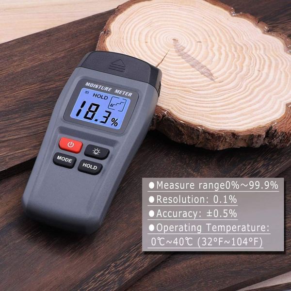 

quality mt15 wood moisture meter two pins digital damp detector with large lcd display portable wood humidity tester