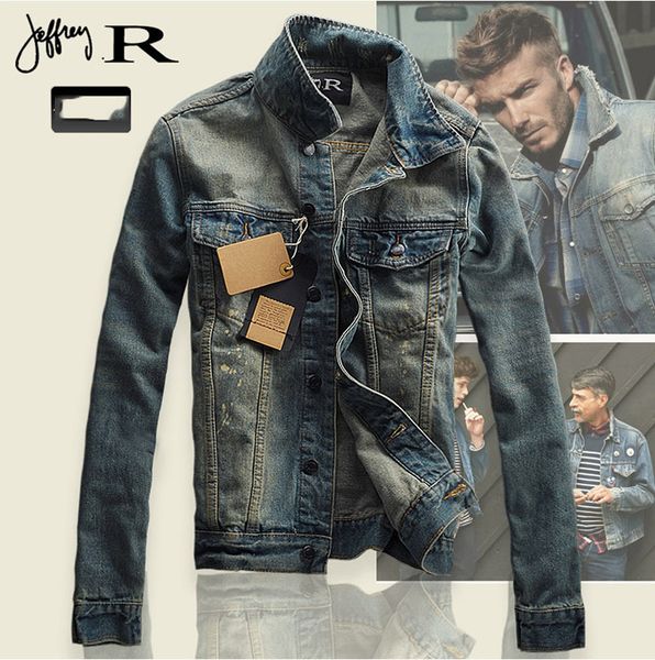 

2018 сделать старые старинные мужские джинсовые куртки тонкий отверстие джинсовая