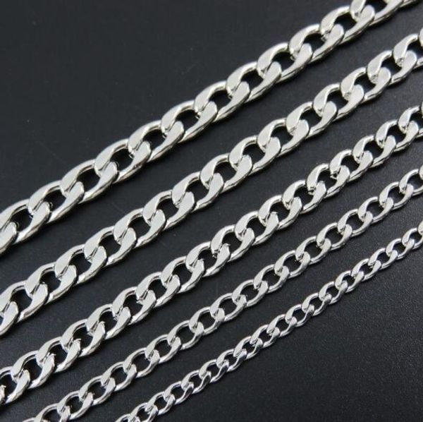 

10meter 4/6/7/8mm in bulk jewelry making lot meters beveled flat figaro stainless steel unfinished 1;1 nk chain diy jewelry findings, Silver