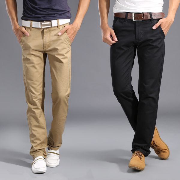 

2017 new design casual men pants cotton slim pant straight trousers fashion business solid khaki black pants men plus size 28-38