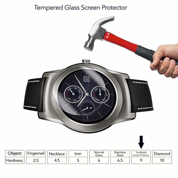 

9h hd clear premium tempered glass screen protectors smart watch for lg urbane w100 g watch r watch 150 110 with retail packing