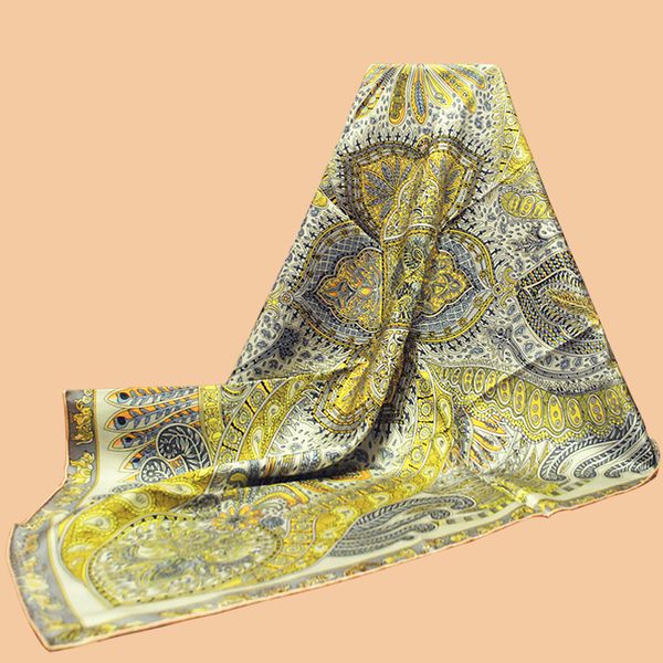 

hua jun || new color brand scarf "le jardin de la maharani" 90 silk square 100% silk twill scarf printing shawl, Blue;gray