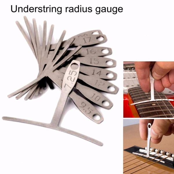 9Pcs Guitar Bass Metal Under String Radius Gauge Setup Luthier Stainless Steel Set