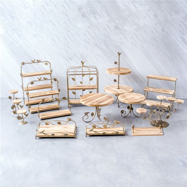 Wooden Wood Cake Stands Dessert Tray Bread Baking Shop Display
