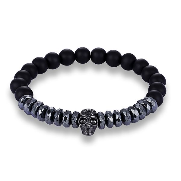 

jaafar 2018 popular fashion brand natural stone charm bracelet skull stone lava beads men's bracelet men's jewelry gifts as665, Black