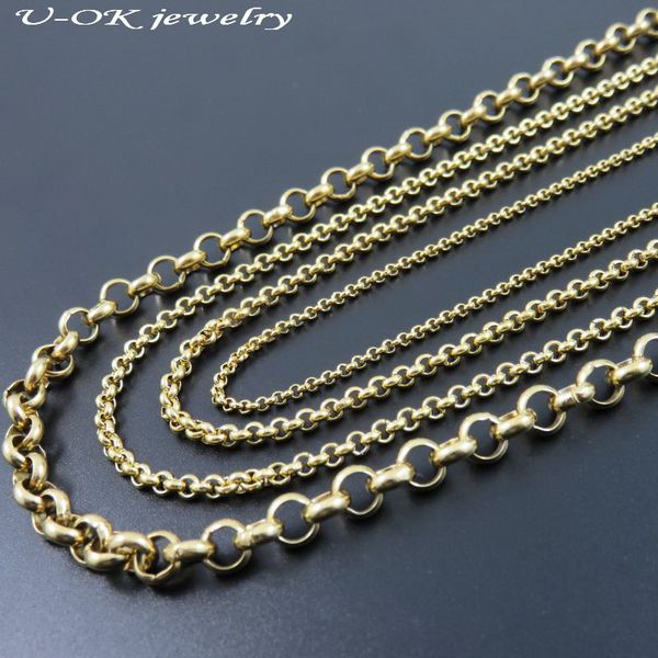 

whole salegold-color 2/2.5/3/6mm 316l stainless steel rolo chain men's&women's necklace fashion jewelry customizes 45/50/55/60/70/80cm, Silver