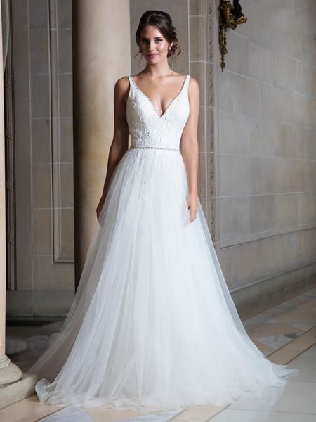 

beauty white/ivory v-neck applique beads a-line wedding dresses bridal pageant dresses wedding attire dresses custom size 2-16 kf1014141