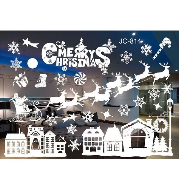 

merry christmas window stickers pvc removable xmas tree snowflakes wall sticker glass decal mural new year christmas decoration