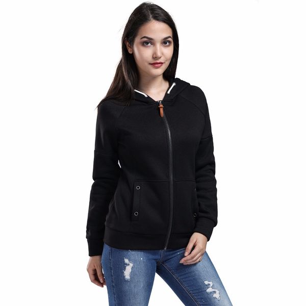 

классические женские спортивные пальто твердые спортивные с капюшоном кардиган свитер куртка для женщин женская леди причинно верхняя одежда, Black;brown