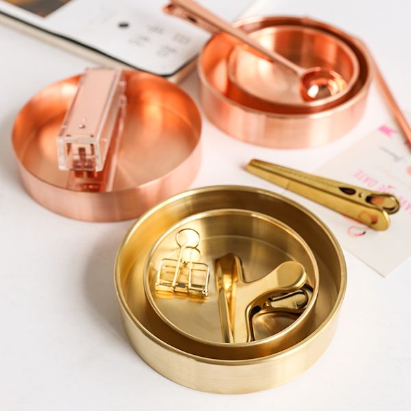 

news nordic chic style metal copper pure copper round brass oval storage/tea tray gold ins popular product decoration orname