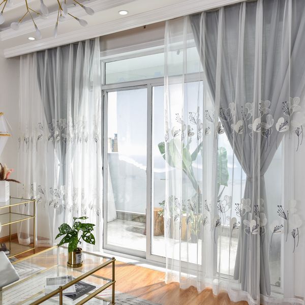 Acheter Blanc Transparent Rideaux De Broderie Europe Cortinas Dormitorio Tulle Rideau Pour Salon Solide Tissu Gris Pour Chambre 30 De 4109 Du