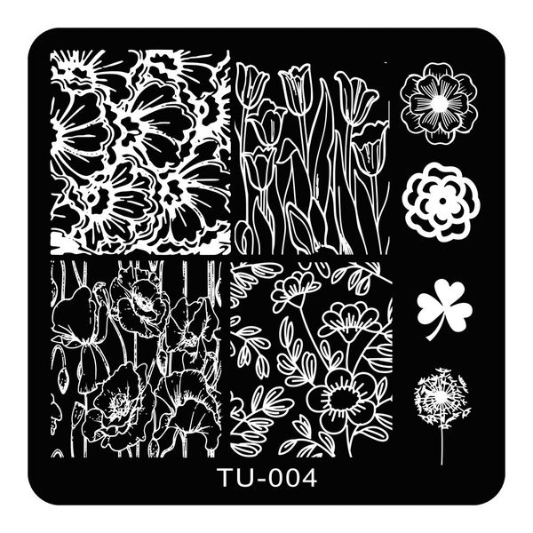 

flower theme nail art stamp template tulip lotus pattern metal stamping plates nails diy tool tu-004, White