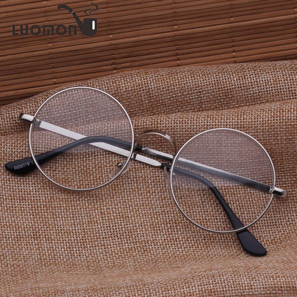 

luomon retro light round eyeglasses frames myopia frames full frame eyes myopic lens glasses 2018 fashion tide metal eyeglasses, Silver
