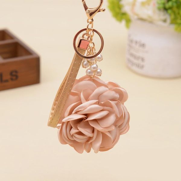 

felyskep camellia rose keychain women romantic bag pendant charm flowers key chain buckle key ring holder a590wa, Silver