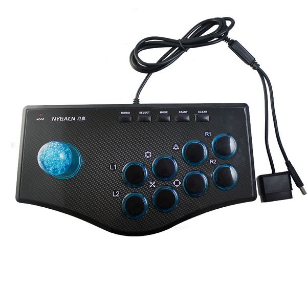 3 in 1 USB Kablolu Gamepad PS2 PS3 PC Oyun Denetleyicisi Arcade Mücadele Joystick Stick Android Bilgisayar Oynama Oyunları DHL EMS Ücretsiz Gemi