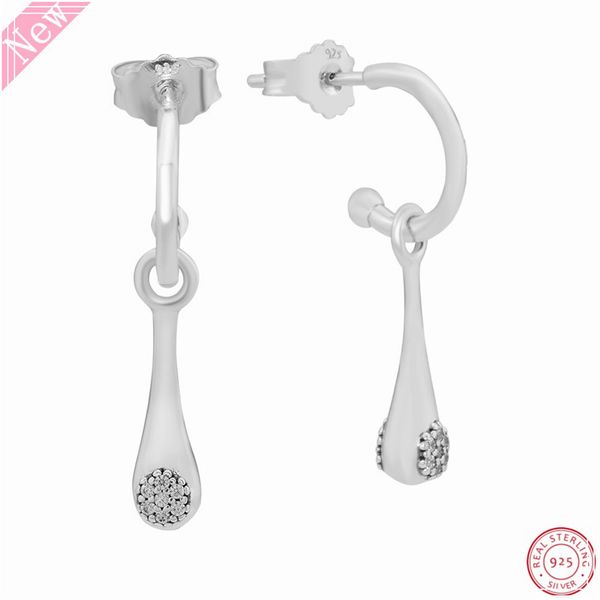 

new arrival modern lovepods hoop earrings for women jewelry in popular 925 sterling silver feature stone-studded droplets fle131, Golden;silver