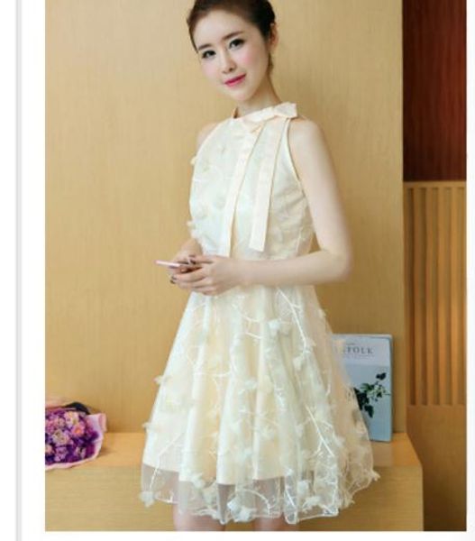 

2018 new women's dress in summer and sweet bowknot dress, Black;gray