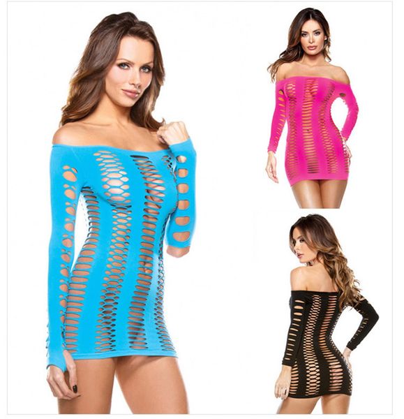 

erotic underwear, long sleeve mesh nightgown, european and american pajamas, lingerie in europe and america, Black